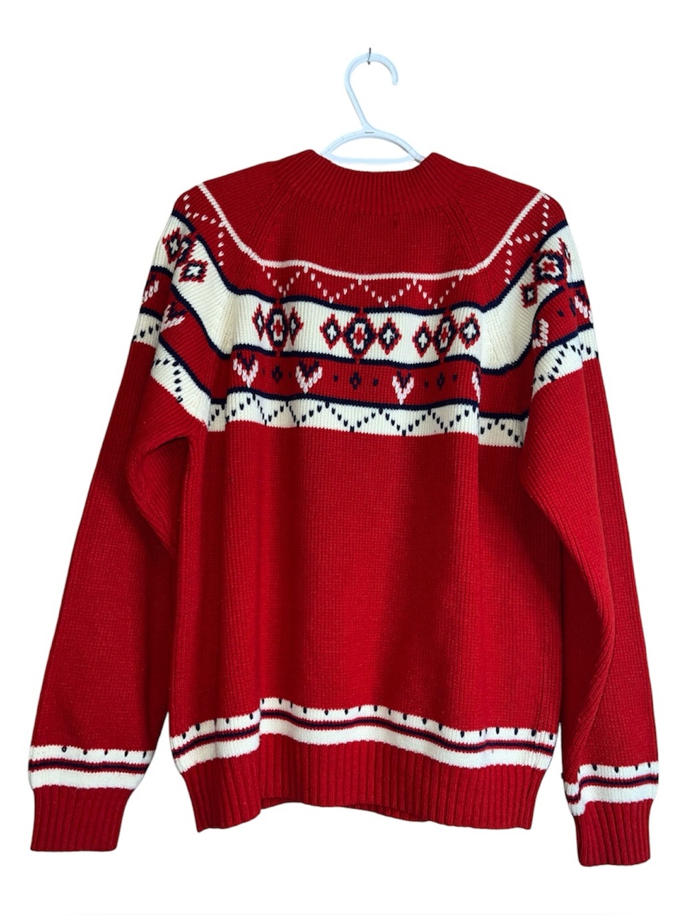 Vintage JC Penney Men’s Red Nordic Fair Isle Crewneck Knit Sweater Sz XL